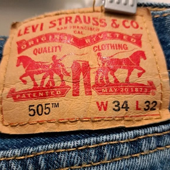 Levi's 505 Regular Fit Blue Jeans 34W x 32L - Picture 6 of 9